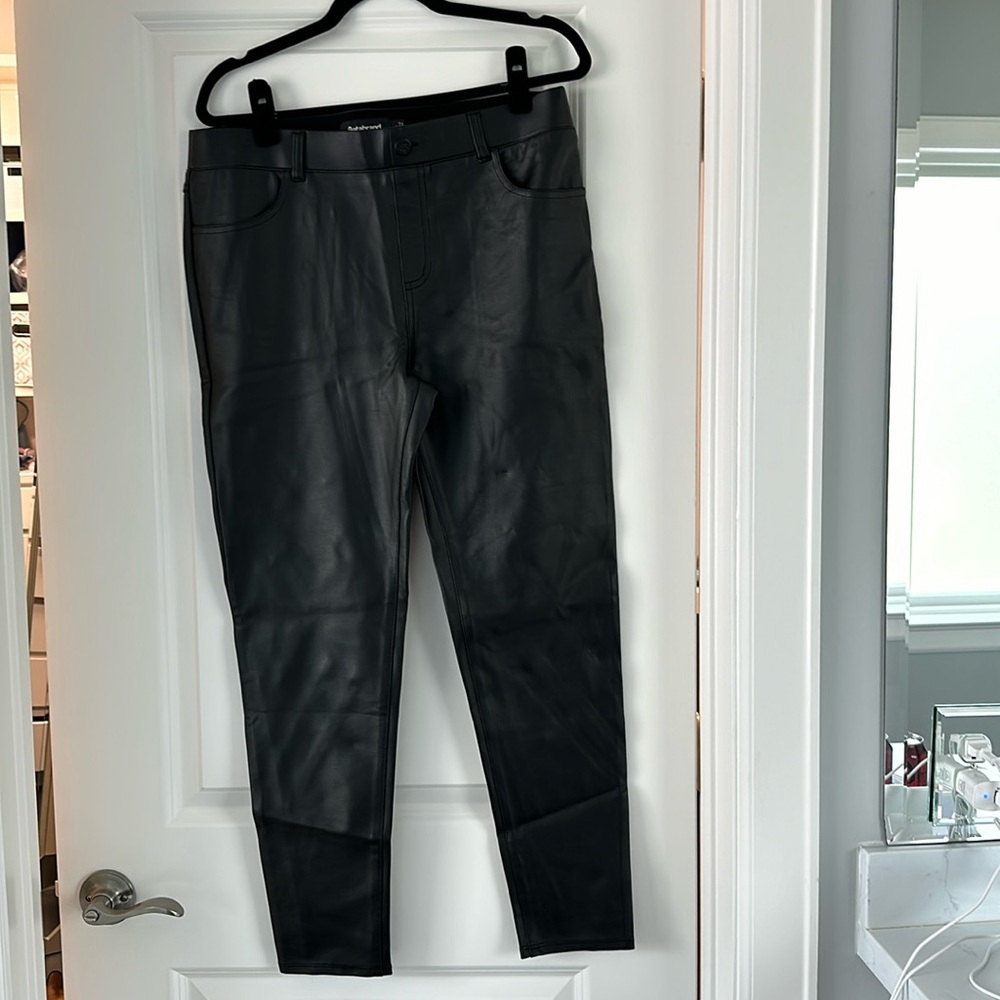 Betabrand vegan leather black pants